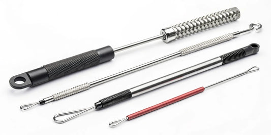 A variety of commercial truck brake spring tools for safe brake maintenance.
