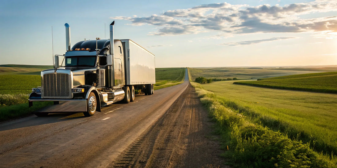 A semi truck parked at sunset, prepped for a profitable sale at the best place to sell.