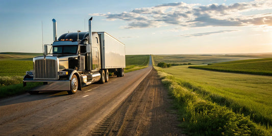 A semi truck parked at sunset, prepped for a profitable sale at the best place to sell.