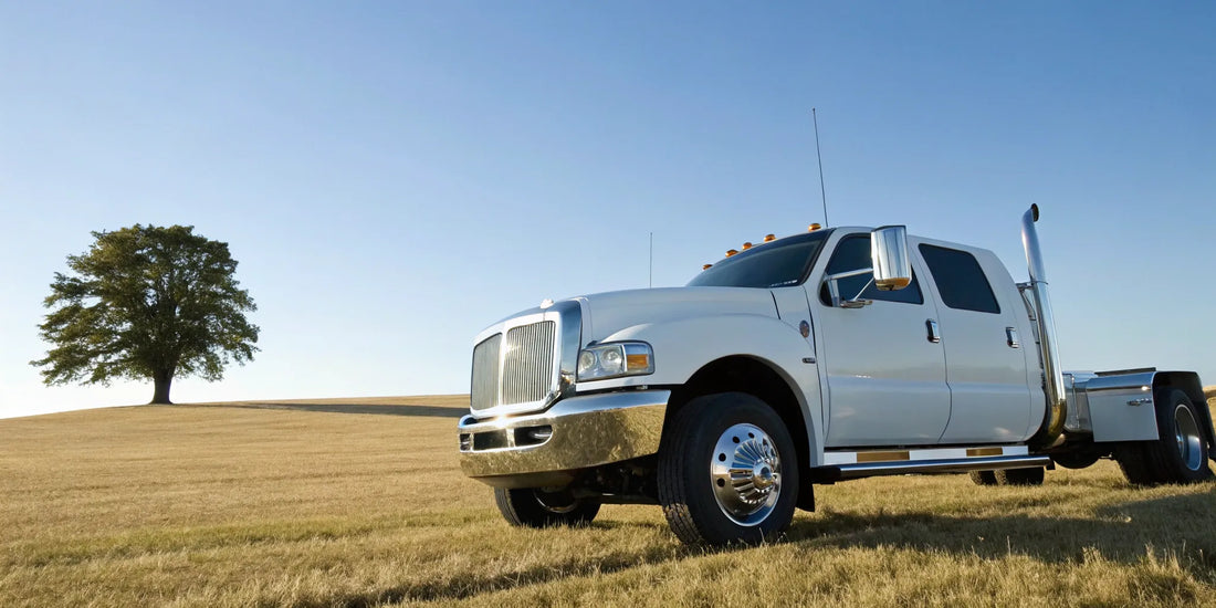 A reliable white used heavy duty truck ready for purchase.