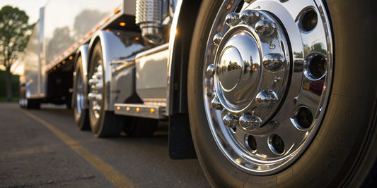 A big rig's aluminum wheel shines after professional wheel polishing services.