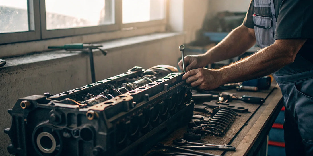 Mechanic in Sioux Falls, SD, performing an affordable diesel engine repair.