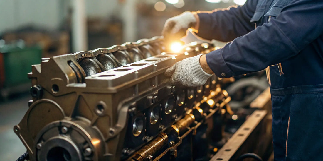 Mechanic running diesel engine diagnostics on a truck in Brookings, SD.