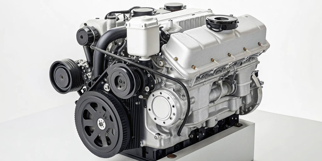 Close-up of a diesel turbocharger being disassembled for repair.