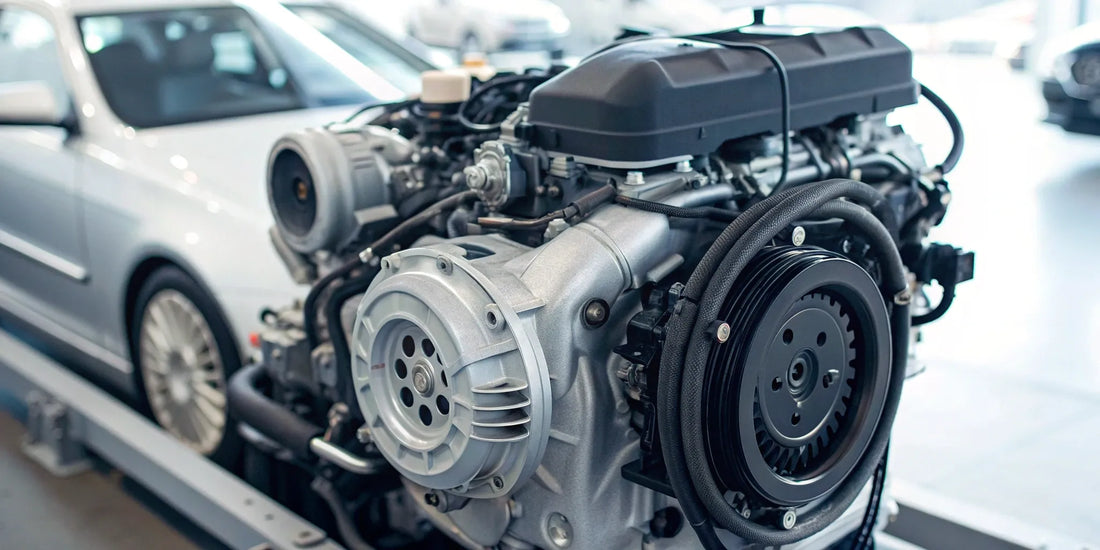 A diesel turbo disassembled on a workbench for inspection and repair.