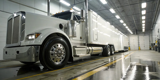 Mechanic performing the best semi truck brake replacement service on a heavy-duty truck.
