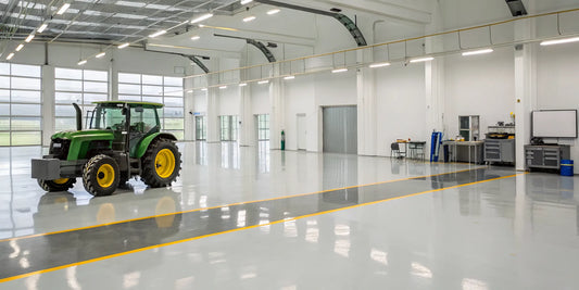 Tractor receiving engine service at a professional repair shop in Sioux Falls, SD.
