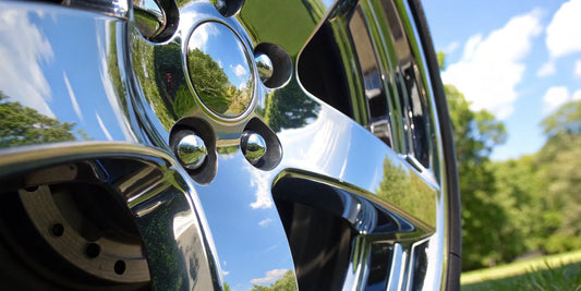 An alloy wheel that has been polished to a perfect mirror finish.
