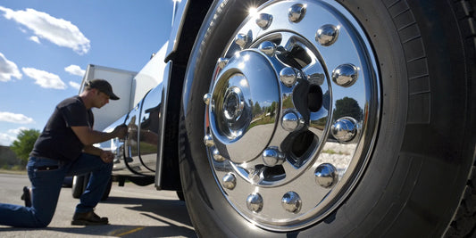 Polishing an aluminum semi truck wheel to a mirror finish using a power buffer.
