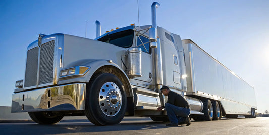Preparing a semi truck for sale with a thorough cleaning and inspection.