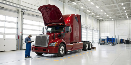 Paccar engine service in Sioux Falls, SD with a technician working on a semi-truck engine.