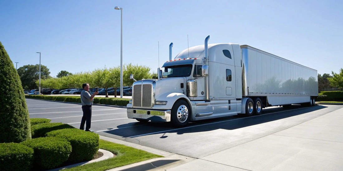 A man preparing to sell his semi truck to a dealership.