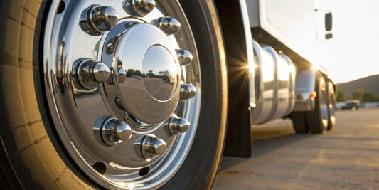 A semi truck's aluminum wheel polished to a perfect mirror finish with the best aluminum polish.