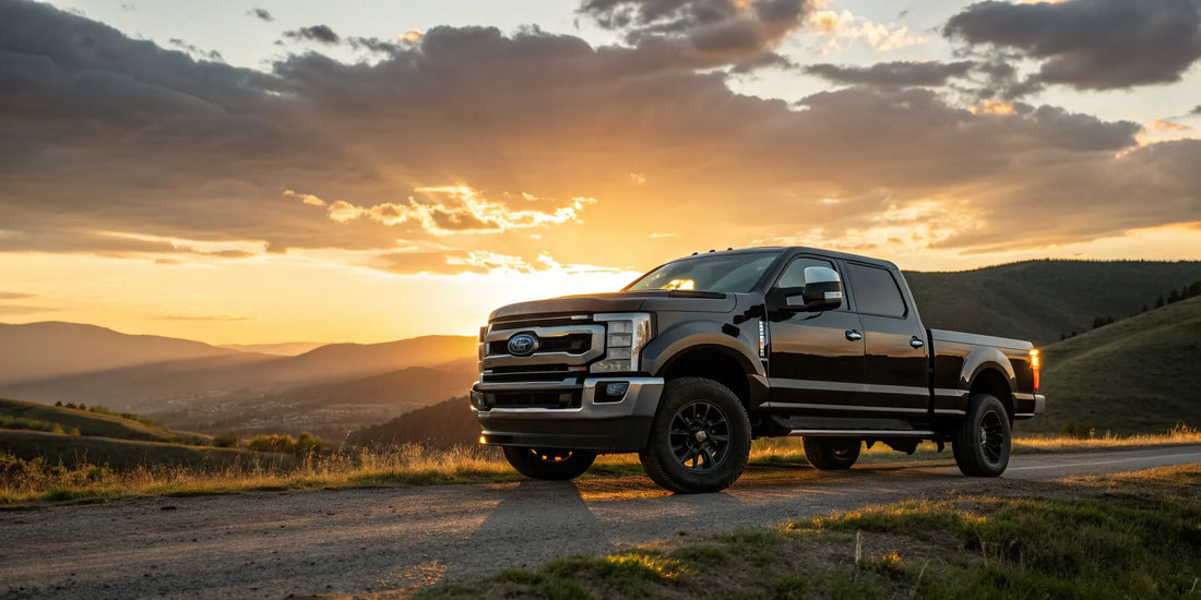 Ford truck with a heavy-duty aftermarket bumper.