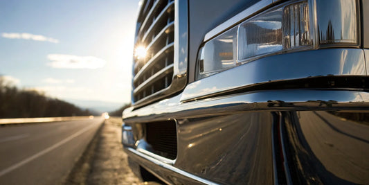 Close-up of an upgraded front bumper on a modern truck.